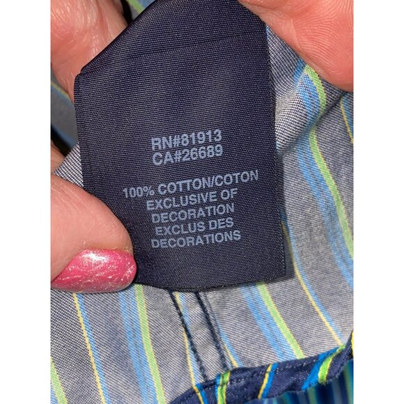 Robert Graham Mens XL Blue Striped Cotton Long Sleeve Button-Up Shirt - Picture 6 of 8